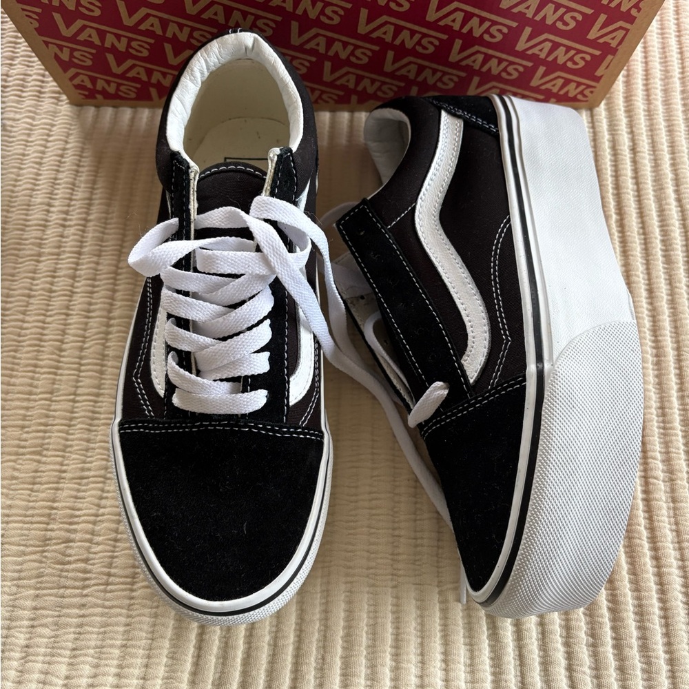 Vans Black and White Old Skool Platform Sneaker